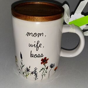 Rae Dunn WIFE MOM BOSS mug Topper Floral New Relese